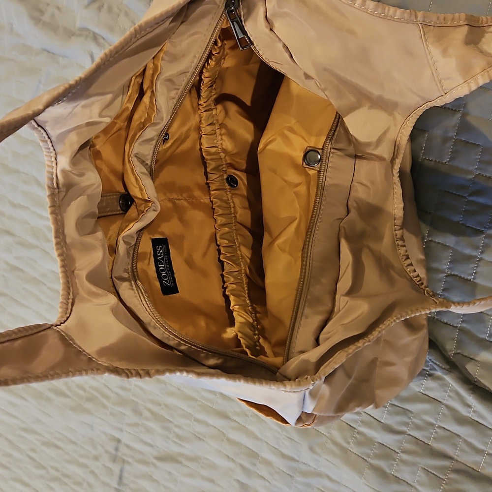 Zooeass Tan Nylon Travel Shoulder Bag Tote Gym Bag - Picture 2 of 5